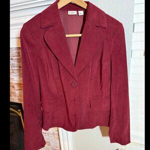Cato Burgundy Faux Suede Blazer Women’s Size 8 Tailored Jacket